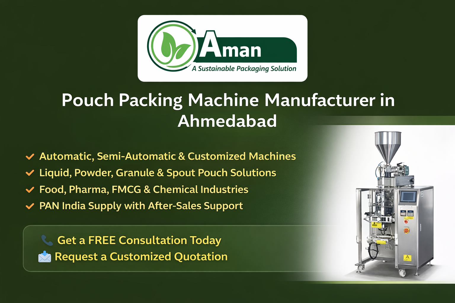 Pouch Packing Machine Manufacturer in Ahmedabad