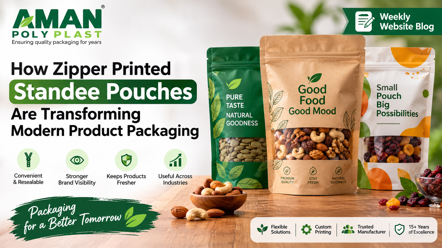 Zipper Printed Standee Pouches Manufacturers in India