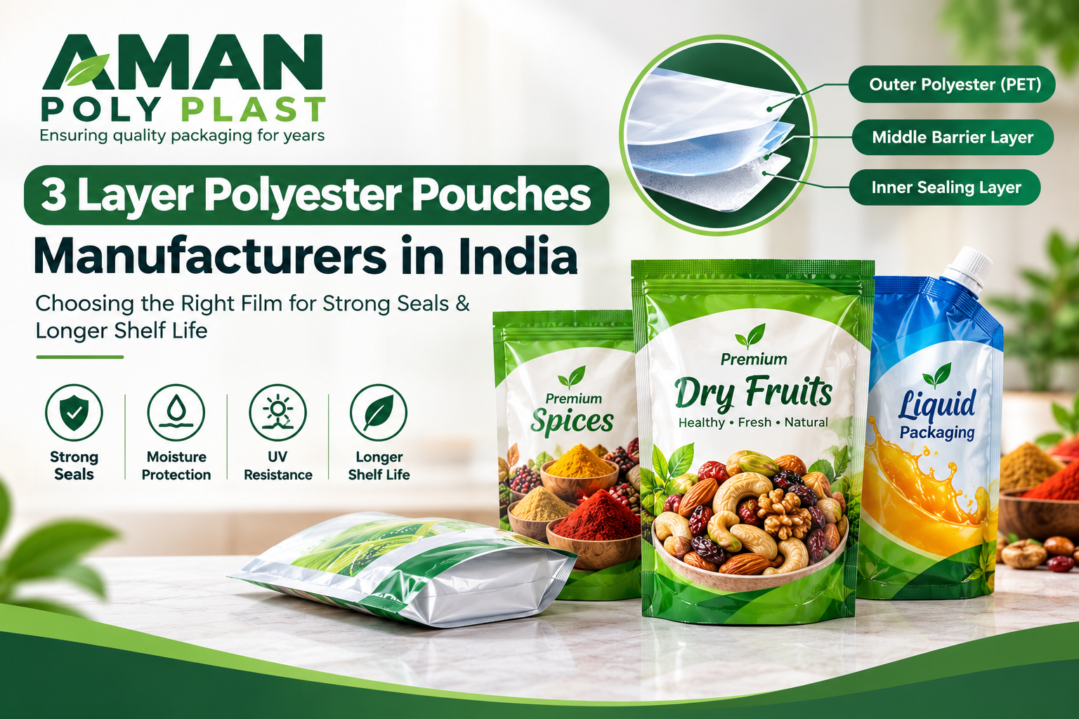 3 Layer Polyester Pouches Manufacturers